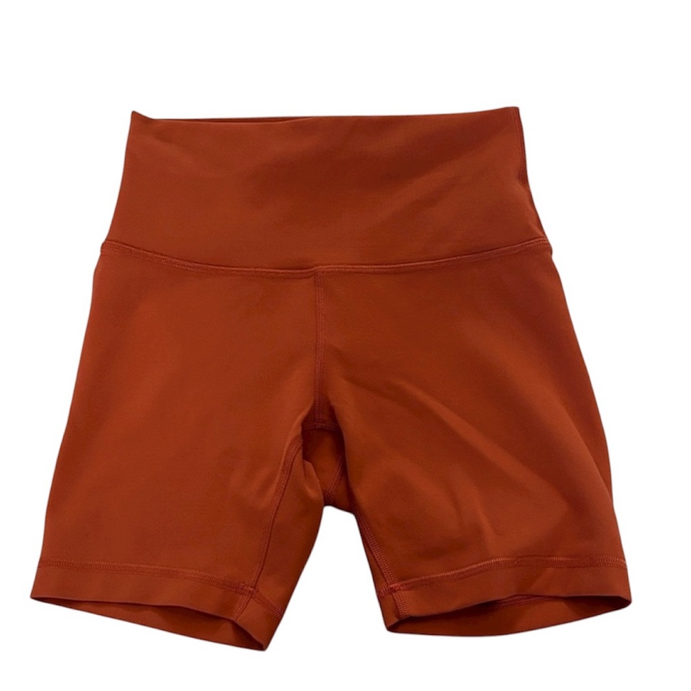 Wunder train Orange Bike Shorts 6” inseam Lululemon size 4
